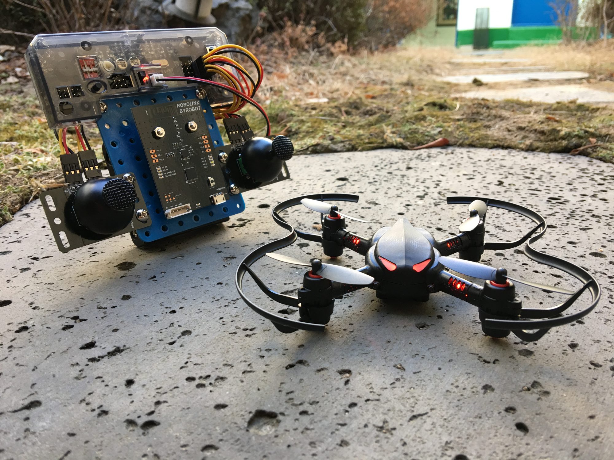 Outdoor shot of CoDrone Pro with remote